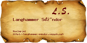 Langhammer Sándor névjegykártya